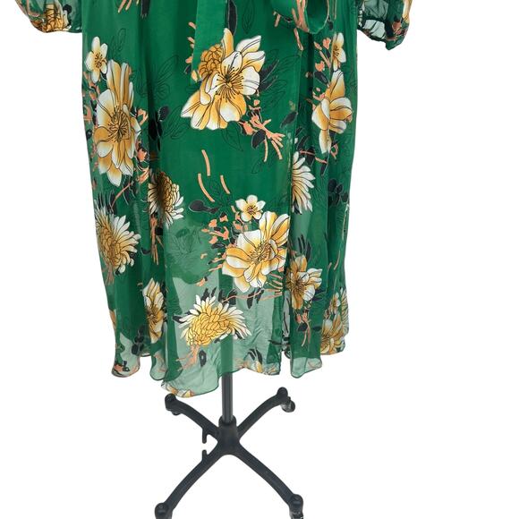 Alice + Olivia Coco Dress Floral Print Long Sleeve Silk Green Size‎ US 2 - Picture 6 of 16